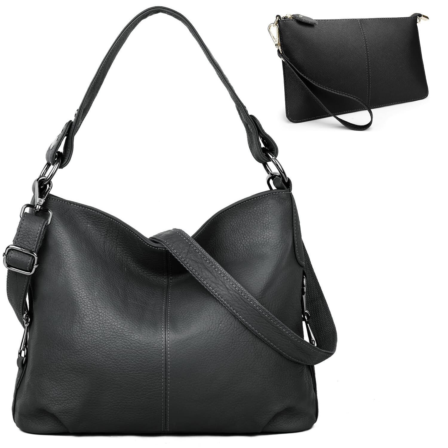 3660 Bundle Real Leather Handbags And Wristlet Purses Dark Gray 2